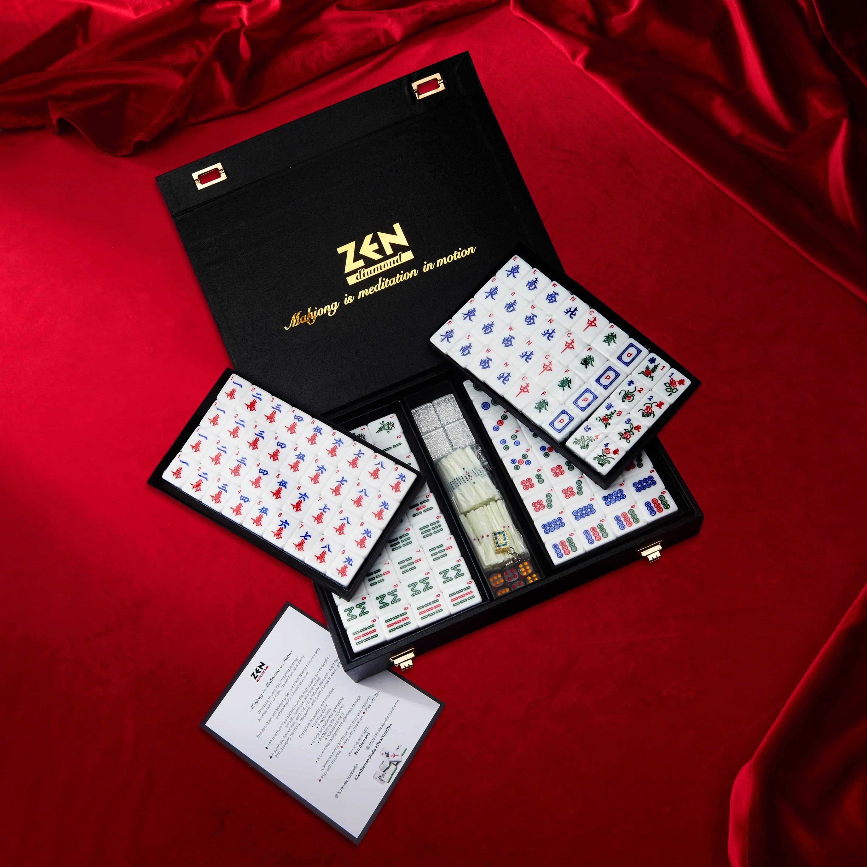 Zen Diamond Sparkling Silver Mahjong Set - Image 2