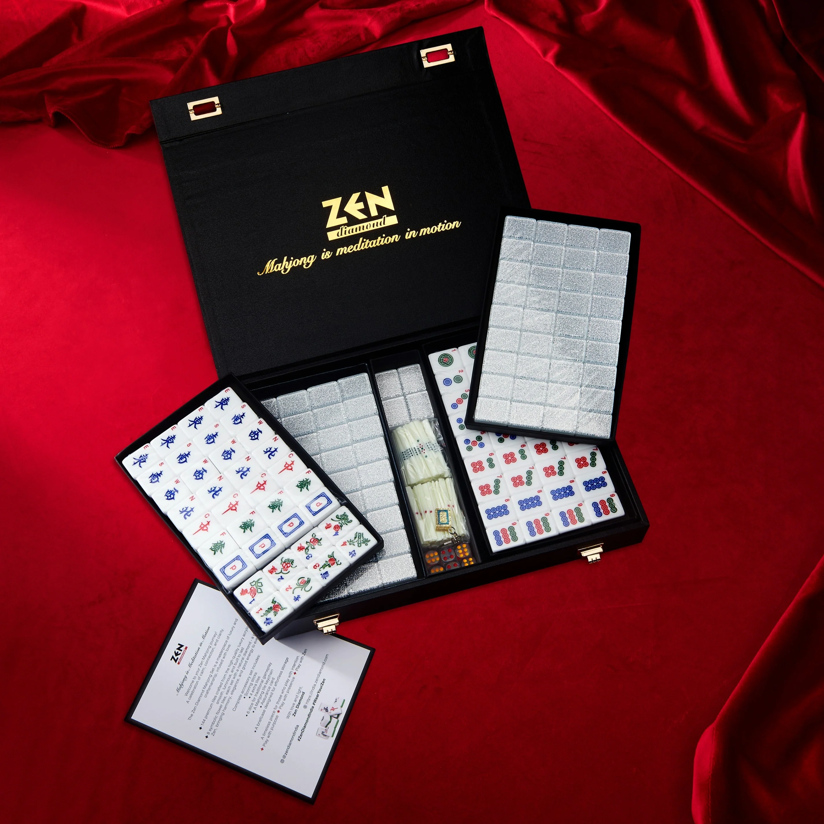 Zen Diamond Sparkling Silver Mahjong Set - Image 3